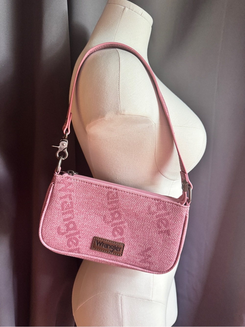 Wrangler Pink Shoulder Bag with Logo Plaque